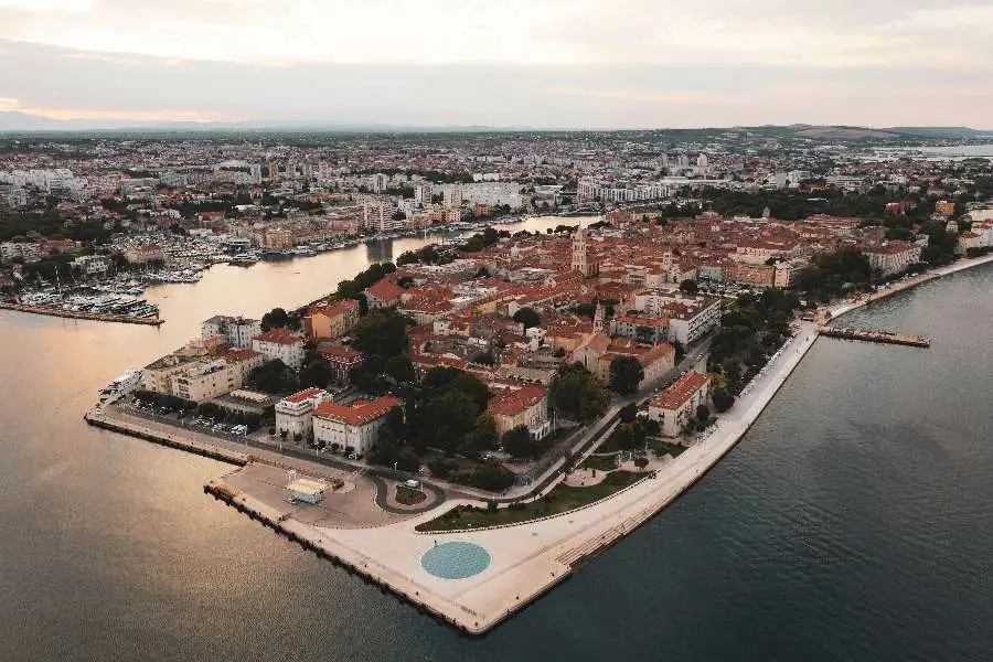 Zadar Sea Organ at sunset, Adriatic waterfront